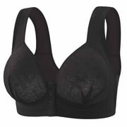 Bigersell Womens Underwear Bras Trendy Womens Solid Lace Lingerie Bras Plus Size Underwear Bralette Bras Comfortable Bra Full-Figure Bra Style F-698 Black 40